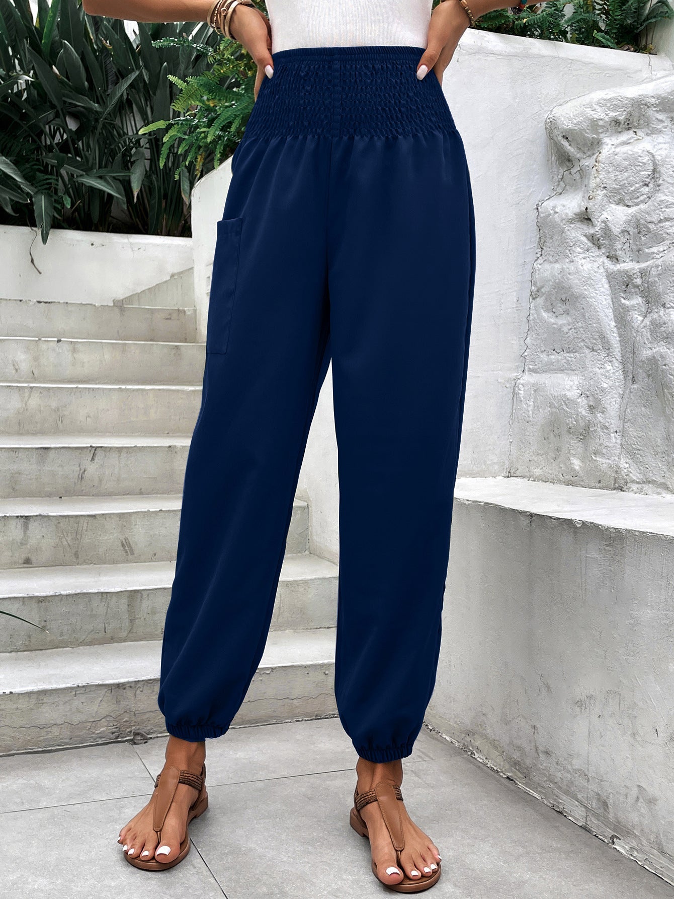 Pantalon Femme Coupe Large Confort Élastiqué VEV37332