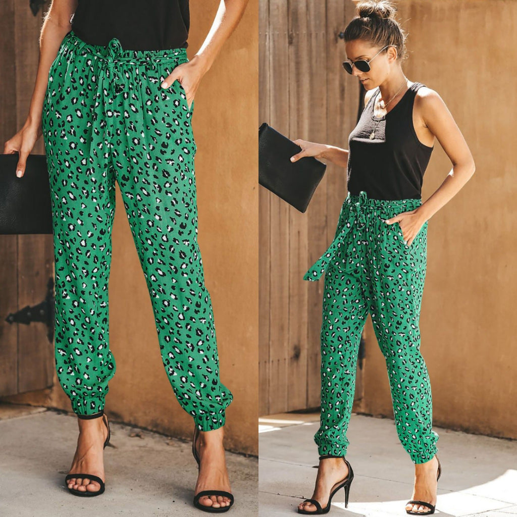 Pantalon Fluide Imprimé Léopard – Coupe Décontractée à Taille Nouée #NEO10130