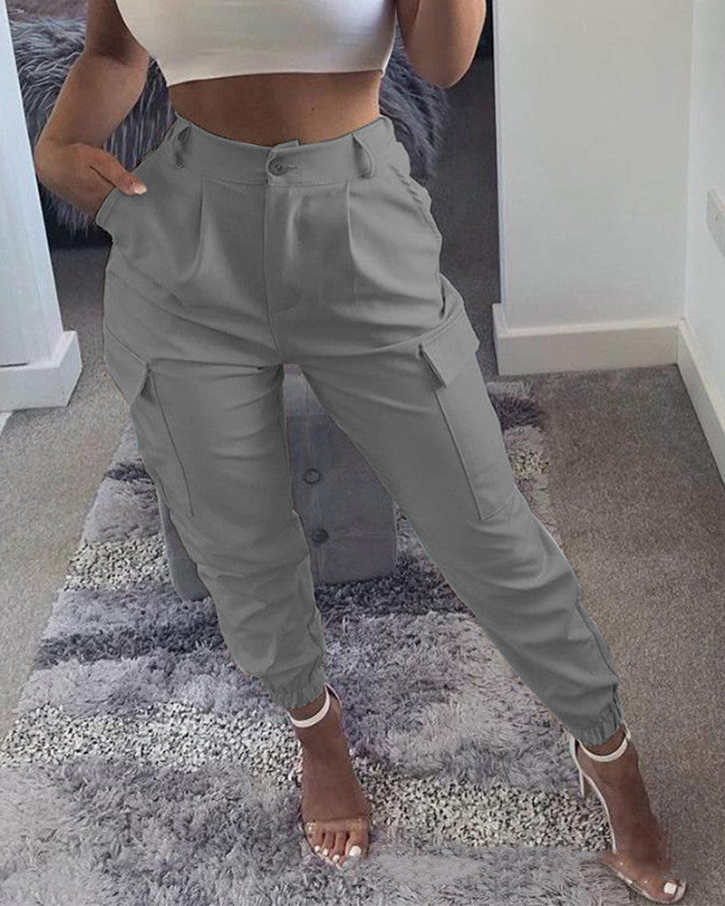 Pantalon Cargo  Coupe Ajustée Chic avec Poches BIO#1566