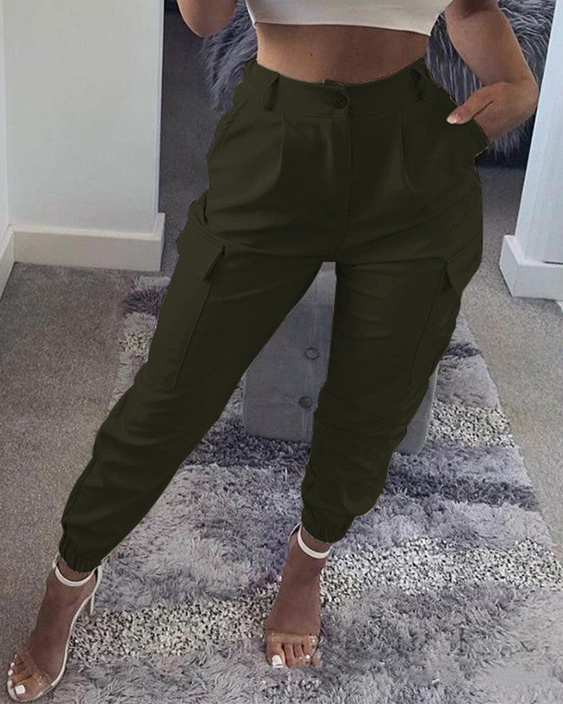 Pantalon Cargo  Coupe Ajustée Chic avec Poches BIO#1566