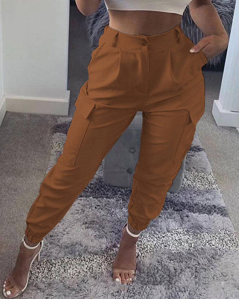 Pantalon Cargo  Coupe Ajustée Chic avec Poches BIO#1566
