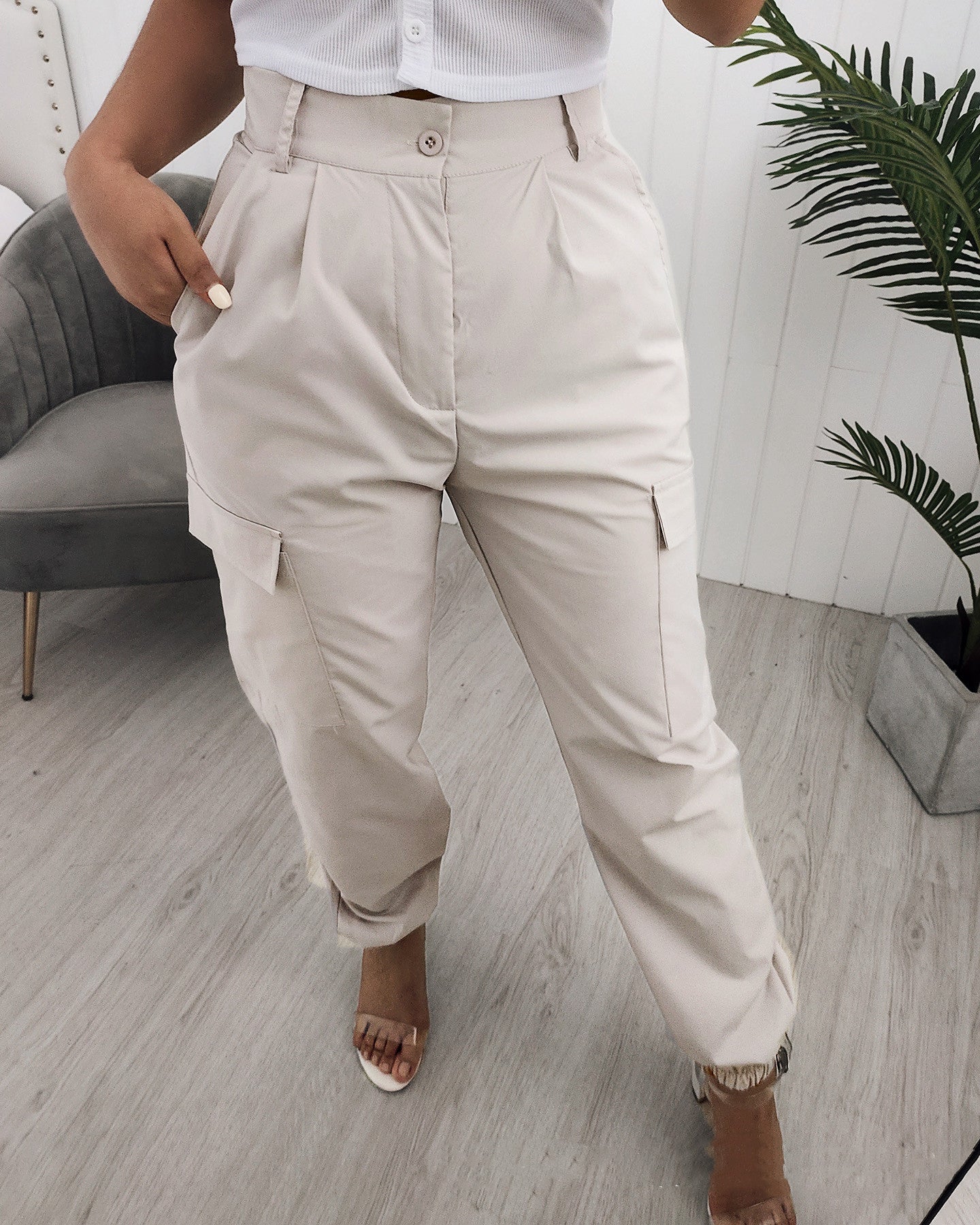 Pantalon Cargo  Coupe Ajustée Chic avec Poches BIO#1566