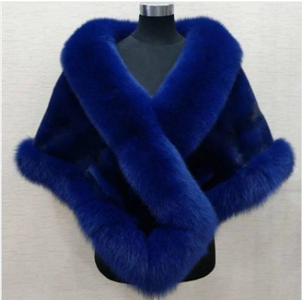 Cape châle femme en fausse fourrure effet vison & renard