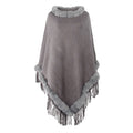 Cape Femme en Maille Unie et Col Fourrure Amovible