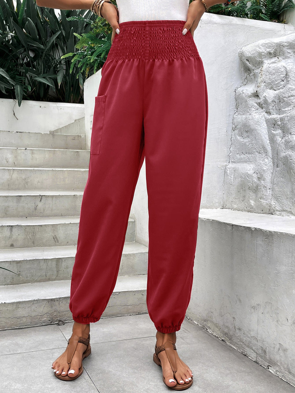 Pantalon Femme Coupe Large Confort Élastiqué VEV37332