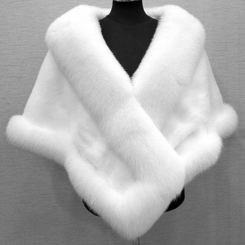 Cape châle femme en fausse fourrure effet vison & renard