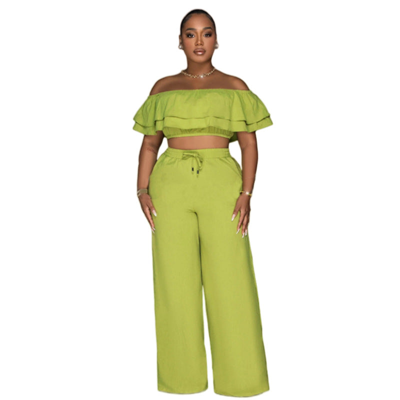 Ensemble 2 Pièces Boho : Top Volanté & Pantalon Large BEST4843
