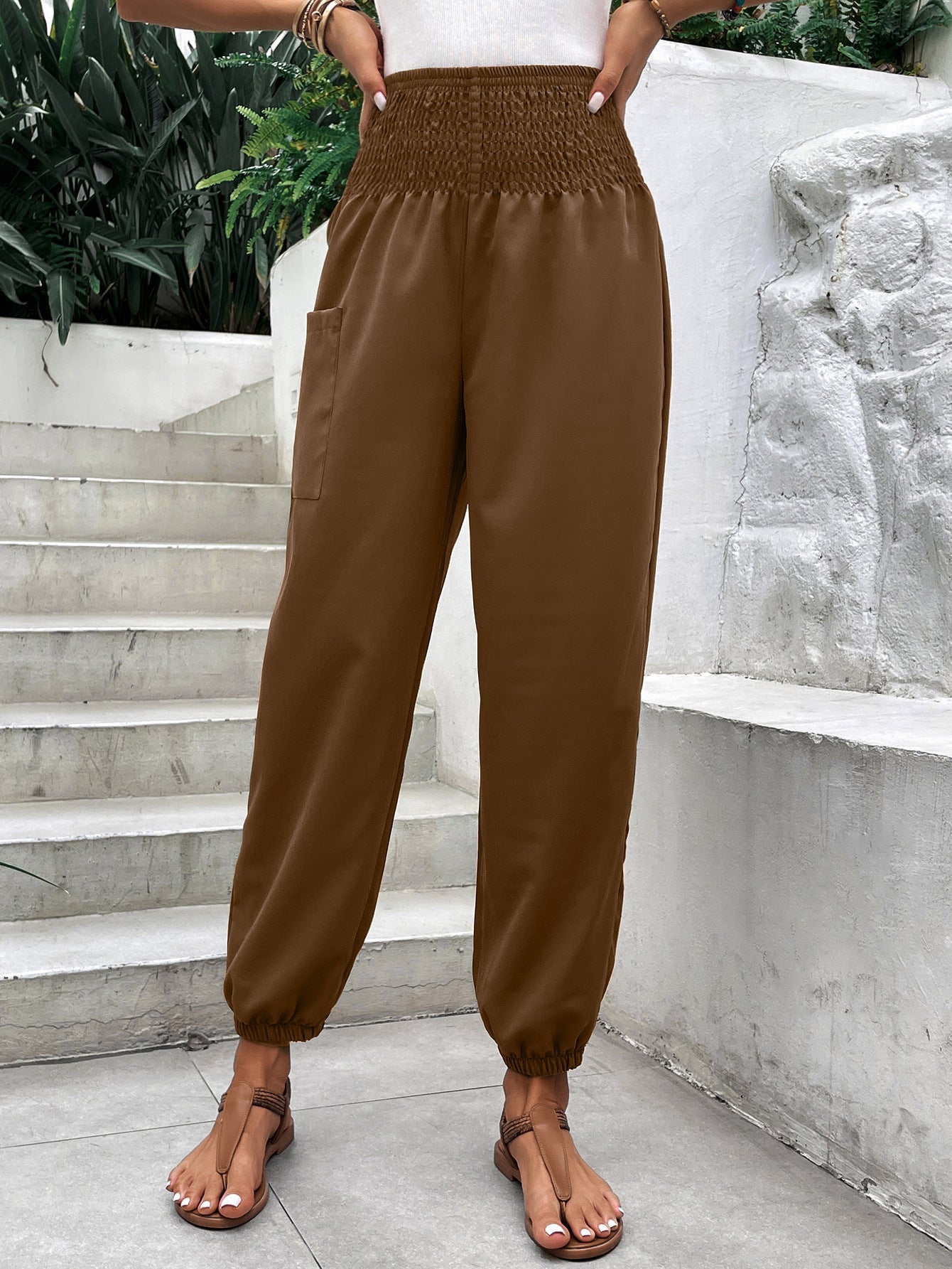 Pantalon Femme Coupe Large Confort Élastiqué VEV37332