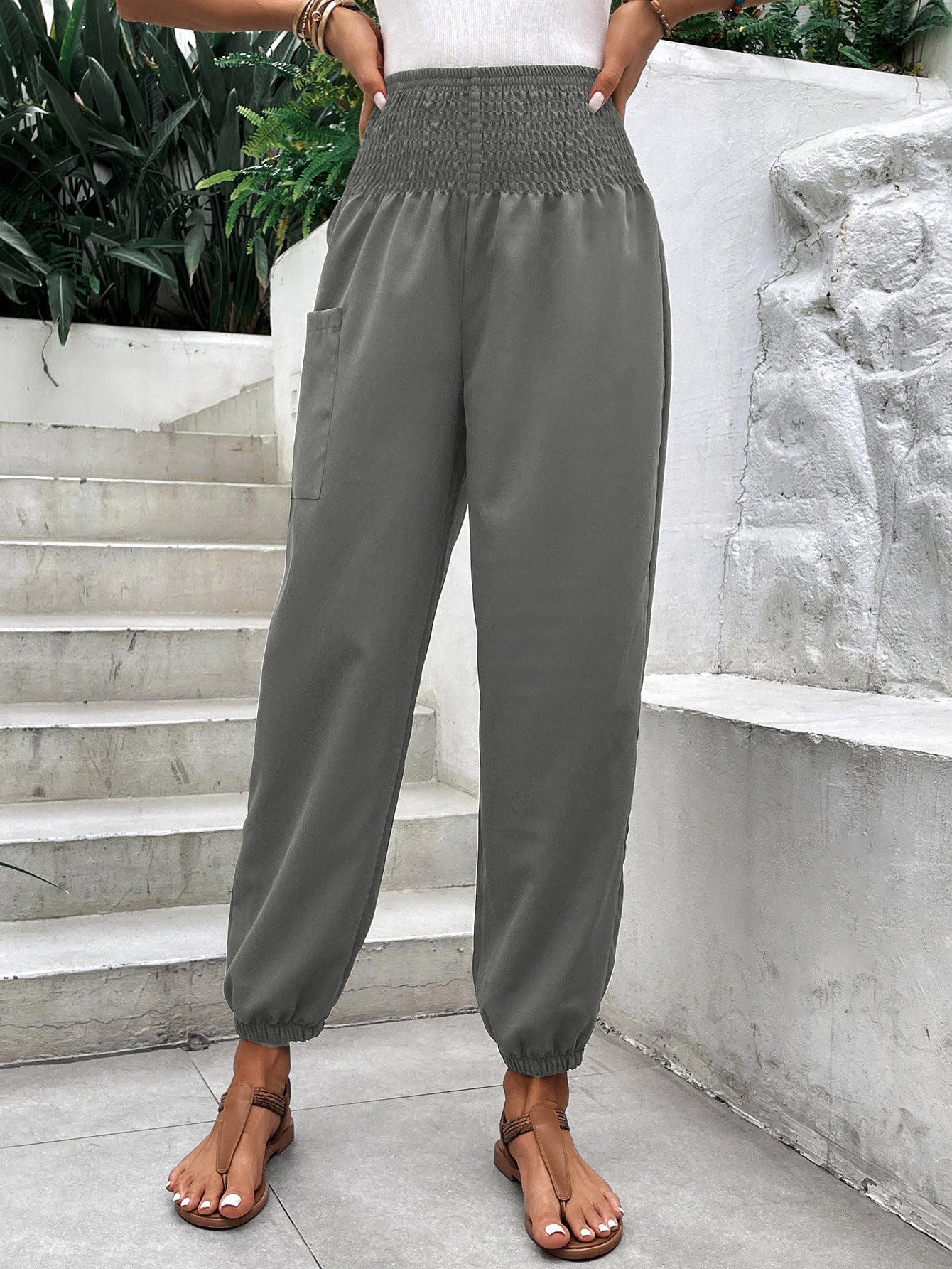 Pantalon Femme Coupe Large Confort Élastiqué VEV37332