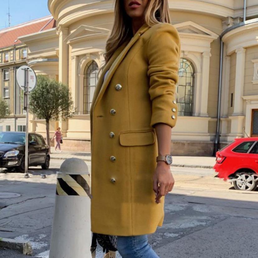 Manteau Femme Laine Col Tailleur Double Boutonnage