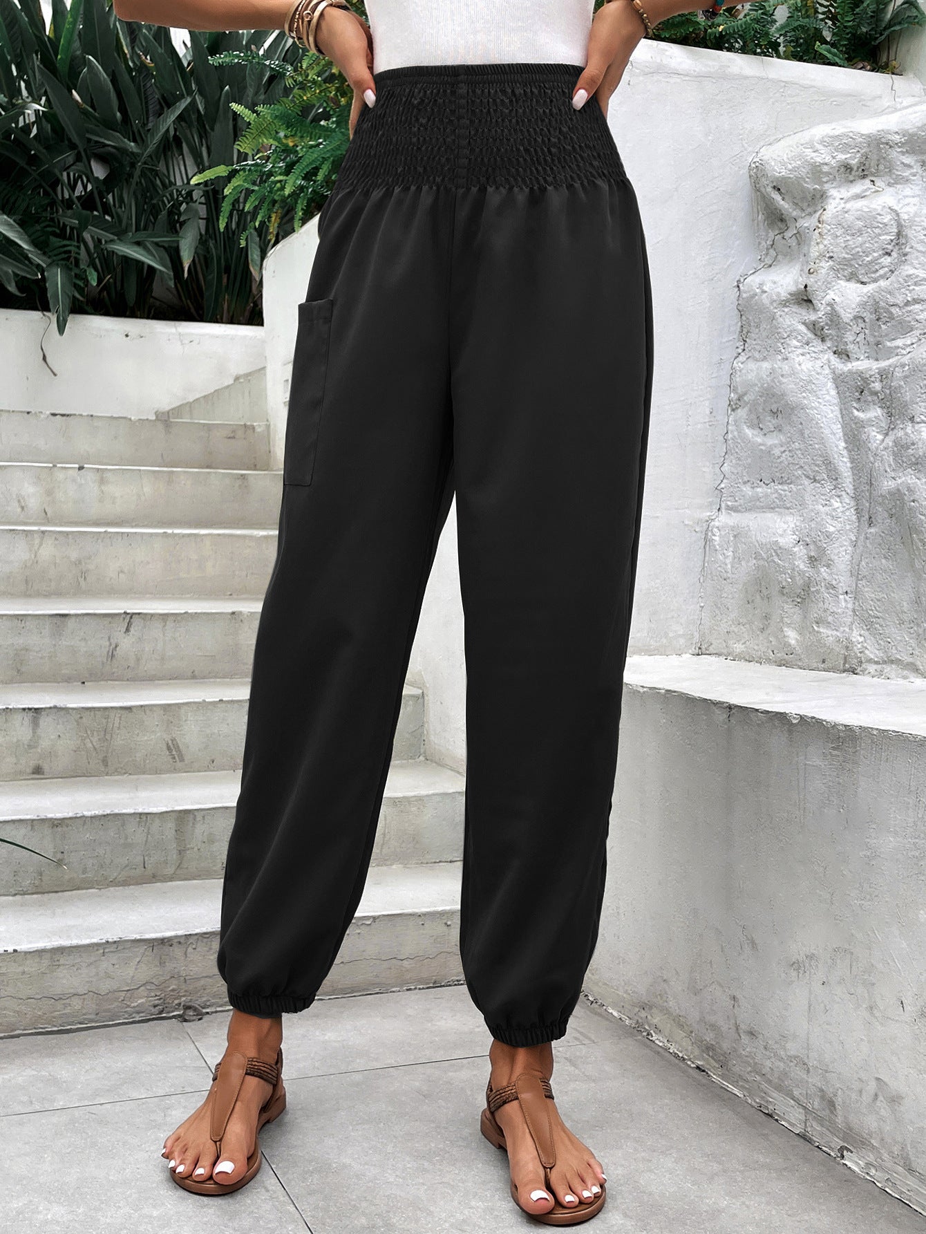 Pantalon Femme Coupe Large Confort Élastiqué VEV37332