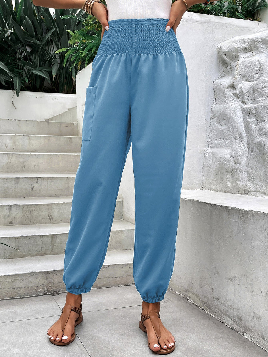 Pantalon Femme Coupe Large Confort Élastiqué VEV37332