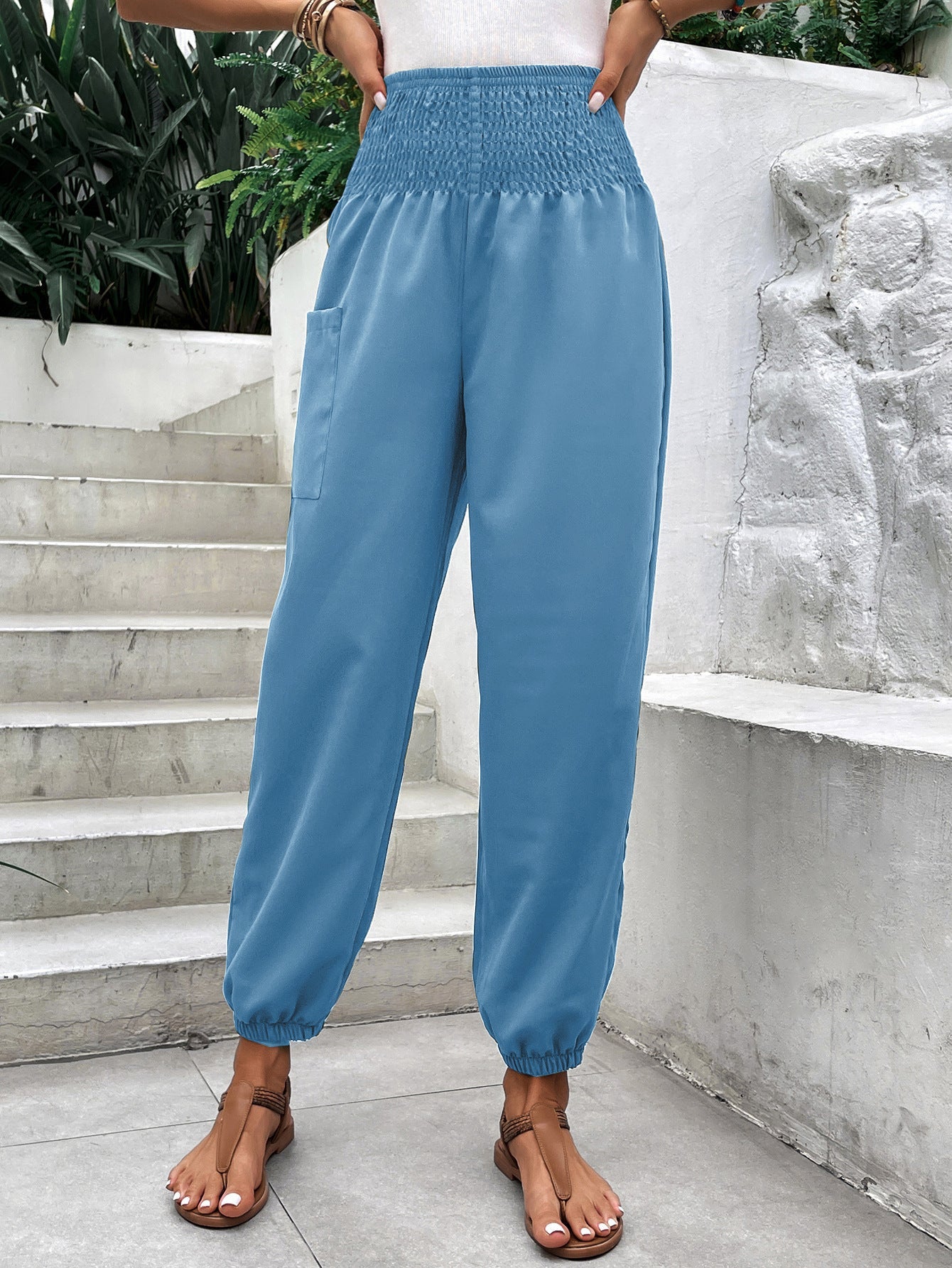 Pantalon Femme Coupe Large Confort Élastiqué VEV37332
