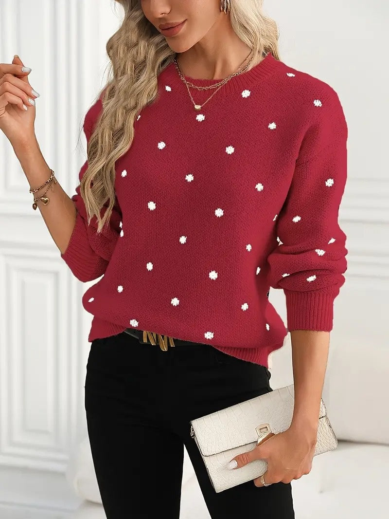 Pull en Maille à Pois pour Femme - Douceur & Style Casual