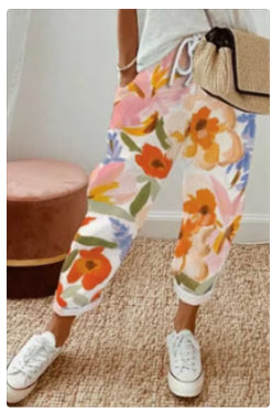 Pantalon Casual en Coton et Lin Fluide - Coupe Décontractée Femme
